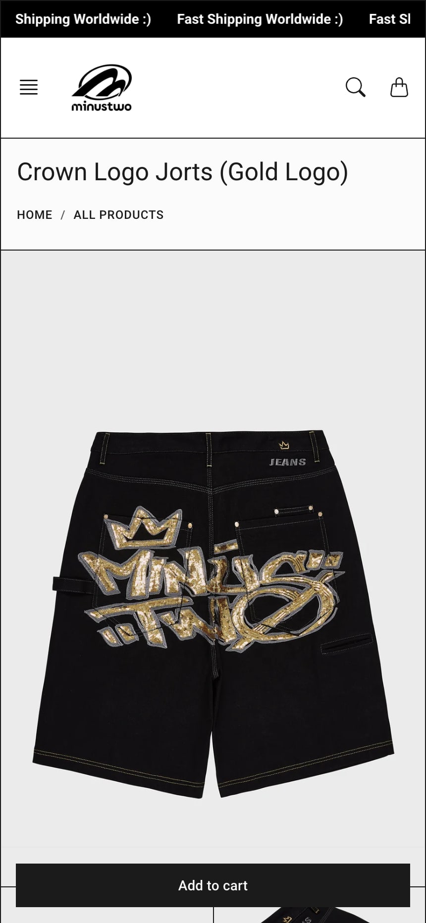 The same product page on mobile, product image filling the screen above a sticky add-to-cart