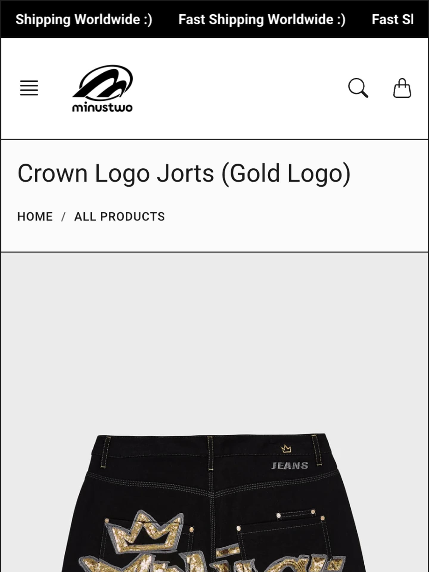 The same product page on mobile, product image filling the screen above a sticky add-to-cart
