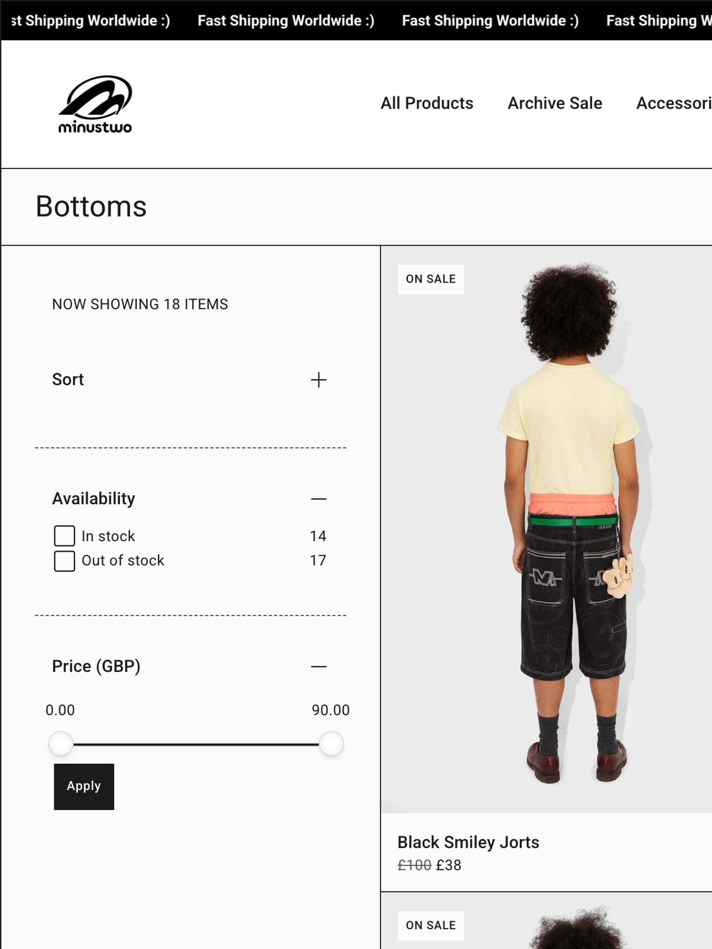 A collection page with availability and price filters beside the product grid